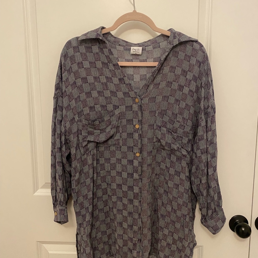 Purple Checkered Button Down Shirt